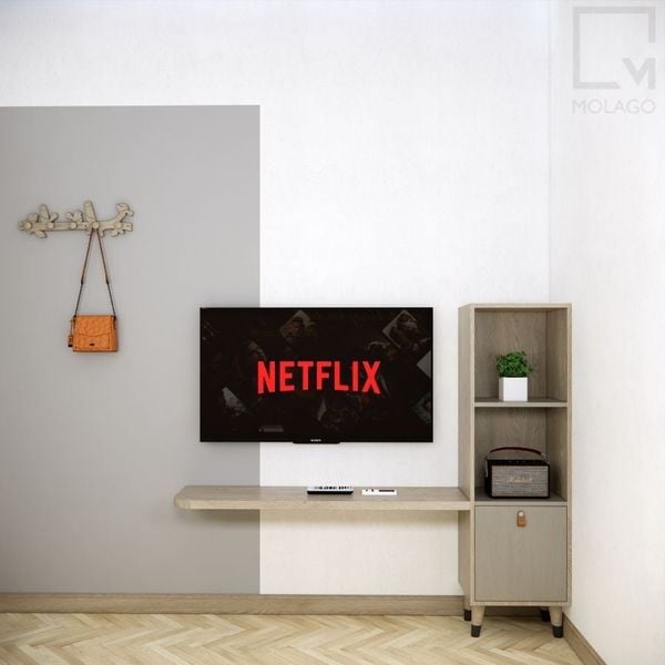 Bộ tủ kệ tivi, đợt kệ gỗ phòng khách CB009 Silvan | Molago