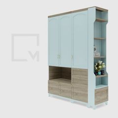 Tủ gỗ đựng đồ nhiều ngăn giúp tận dụng tối đa không gian.