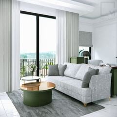 Bộ sofa gỗ kết hợp lót nệm, tạo không gian ấm cúng