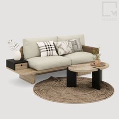 Ghế băng sofa gỗ tự nhiên, kiểu dáng tối giản