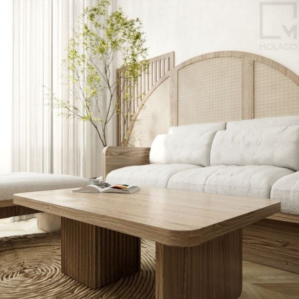 Bàn trà sofa hiện đại vân gỗ nhạt T001 Sakura | Molago