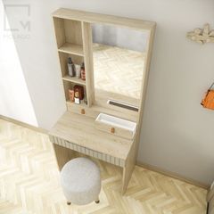 Trọn bộ bàn trang điểm gỗ, gương, ghế, tủ ngăn kéo đa năng