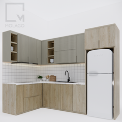Hệ bếp tủ kệ gỗ phong cách châu Âu
