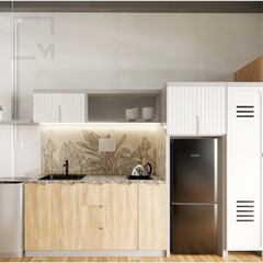 Hệ bếp tủ kệ gỗ phong cách châu Âu