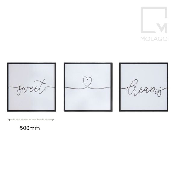 Bộ 3 tranh trang trí, tranh khung gỗ treo tường D003 Silvan | Molago