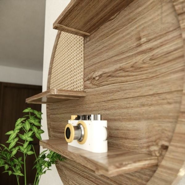 Kệ gỗ tròn treo tường, đợt kệ trang trí D003 Sakura | Molago