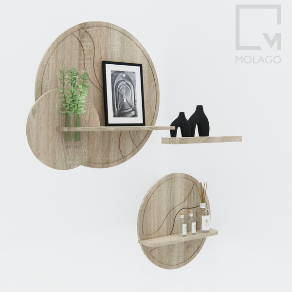 Bộ kệ gỗ trang trí, đợt kệ gỗ gắn tường D007 Sakura | Molago