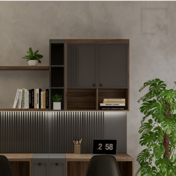 Bộ tủ kệ sách gỗ treo tường 2 món Miniwa | Molago