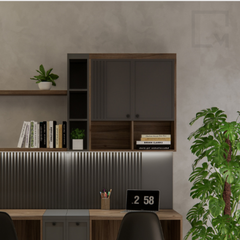 Tủ kệ gỗ trang trí sang trọng, giúp không gian nổi bật