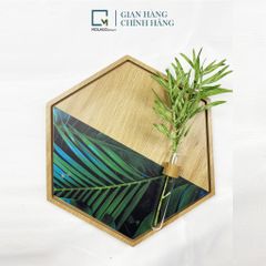 Kệ gỗ treo tường lục giác, kệ dán tường
