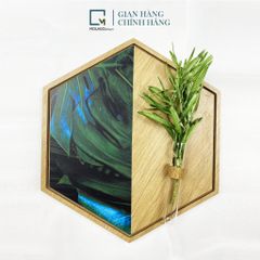 Kệ gỗ treo tường lục giác, kệ dán tường