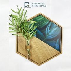 Kệ gỗ treo tường lục giác, kệ dán tường