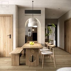 Bếp thông minh bao gồm bàn ăn và hệ tủ kệ