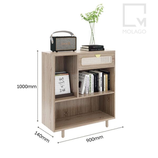 Bộ tủ sách và kệ gỗ tròn trang trí CB002 Sakura | Molago