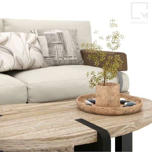 Bàn trà sofa gỗ nâu đậm T001 Rattan | Molago