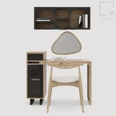 Combo bàn trang điểm gỗ, kèm ghế, gương lớn, tủ tiện dụng