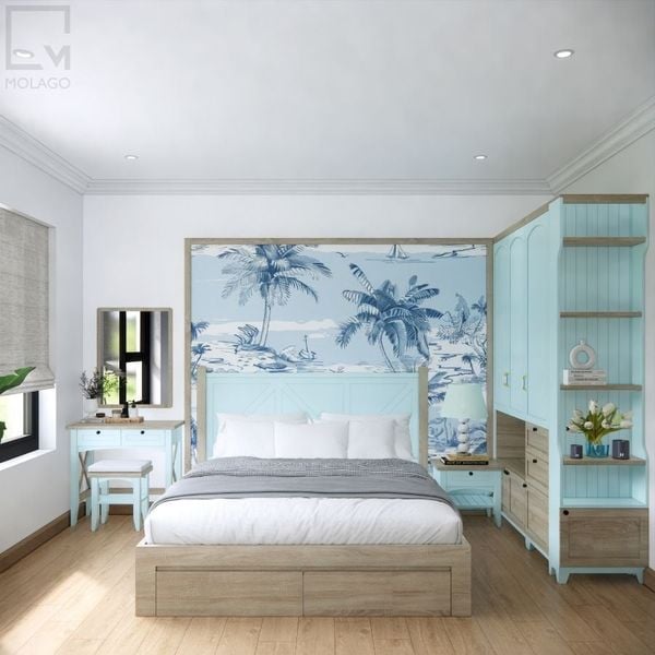 Trọn bộ hệ phòng ngủ đơn 1m2 và 1m4, 9 món Mine chic | Molago