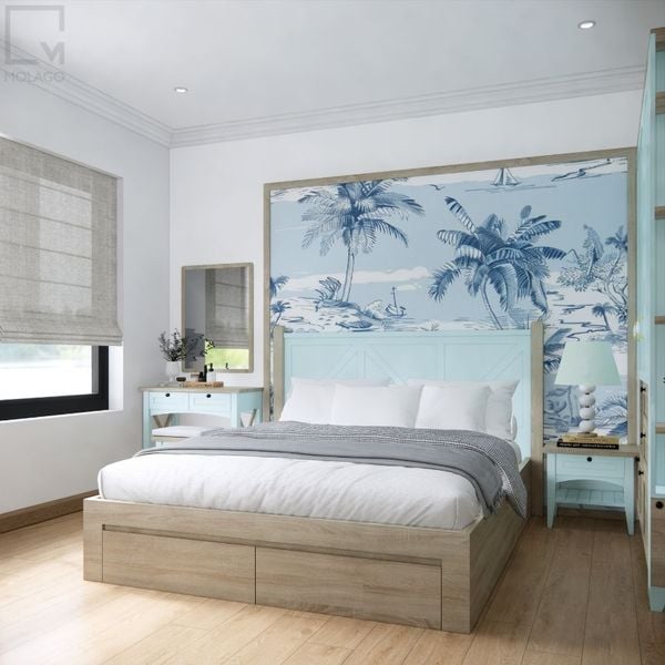 Bộ giường ngủ đơn đôi và tab gỗ đầu giường Mine chic | Molago