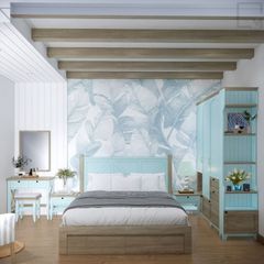 Bộ giường ngủ đơn gỗ tinh tế phù hợp mọi phong cách, tab gỗ nhỏ gọn.
