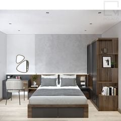 Bộ giường ngủ đơn gỗ phù hợp phòng nhỏ gọn đẹp