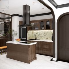 Bàn đảo bếp hiện đại tối giản