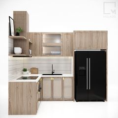 Không gian bếp với bàn ăn và kệ tủ bếp tiện nghi