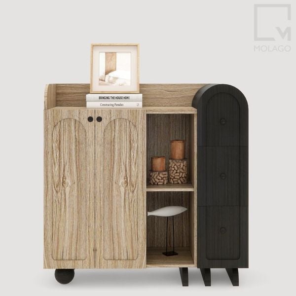 Tủ gỗ Console, tủ gỗ decor để vật dụng K002 Rattan | Molago