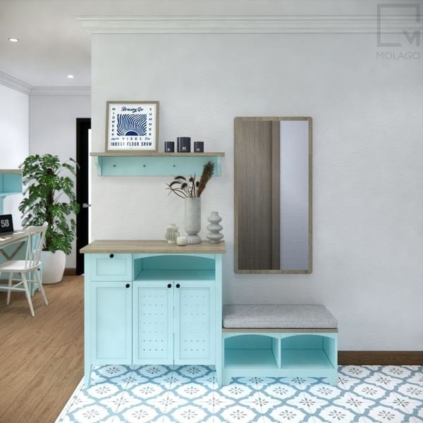 Bộ tủ giày gỗ có ghế lót nệm 4 món CB004 Mine chic | Molago