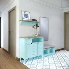 Bộ tủ giày gỗ, kệ gỗ, gương treo phù hợp nhà phố, chung cư