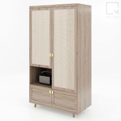 Bộ tủ quần áo kèm kệ trang trí, kiểu dáng thanh lịch