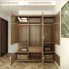 Tủ quần áo kết hợp kệ mở, phù hợp phòng ngủ nhỏ