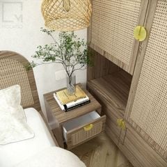 Giường ngủ gỗ thiết kế vách đầu giường bo cong tinh tế