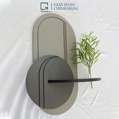 Kệ gỗ treo tường trang trí tạo điểm nhấn cho phòng khách