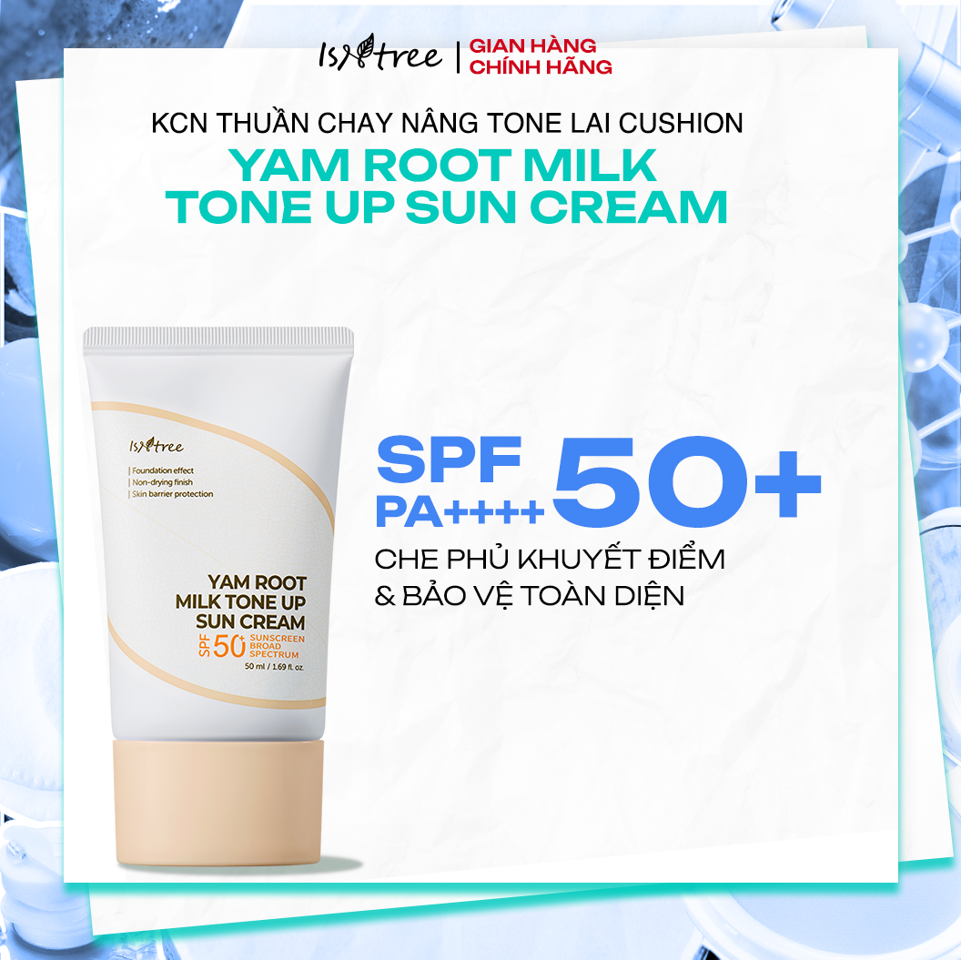  Kem Chống Nắng Vật Lý Thuần Chay Nâng Tone Và Bảo Vệ Da Toàn Diện Isntree Yam Root Milk Tone Up Sun Cream 50ml 