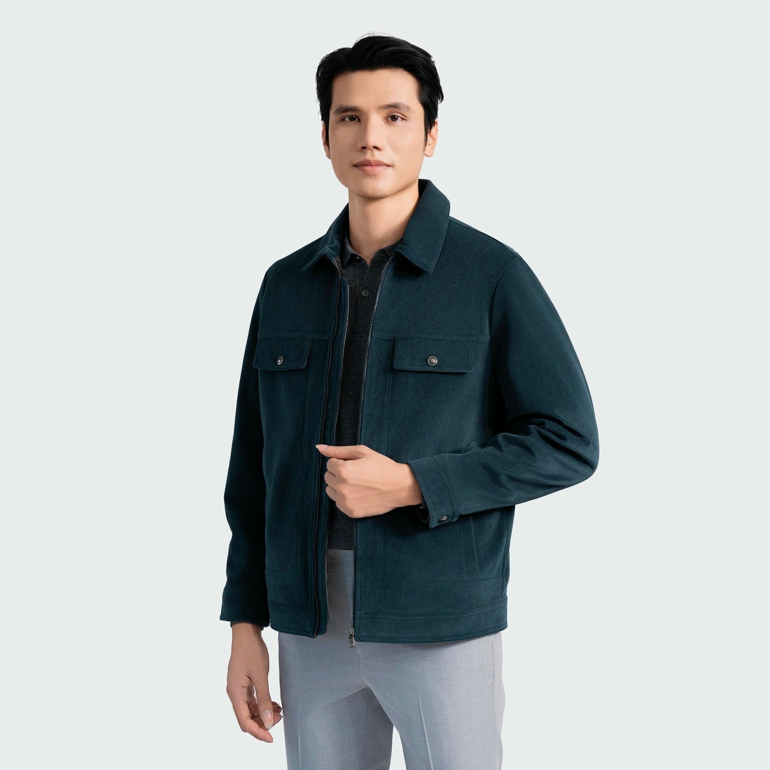 Áo khoác nhung hai lớp Nam Aristino AJK045BZ