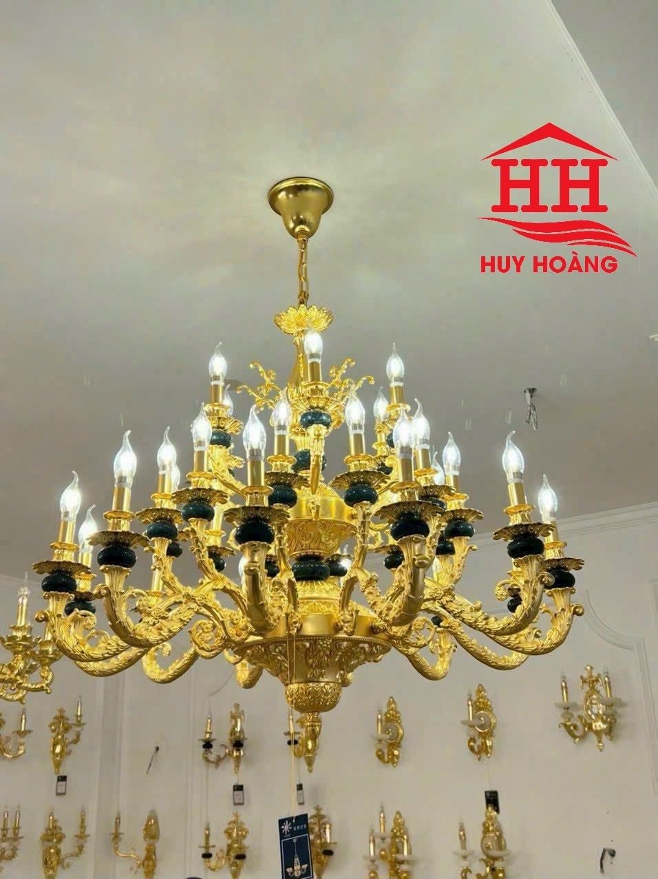  Đèn Chùm Đồng Mạ Vàng 24k HH2818/30 