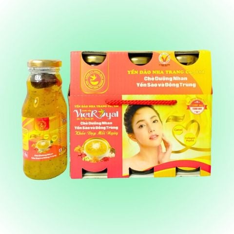  Lốc 6 chai yến sào Chè Dưỡng Nhan và Đông Trùng Viet Royal 180ml 