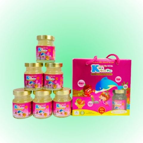  Hộp quà 6 hũ Yến sào trẻ em hương dâu Kids Grow Plus 70ml 