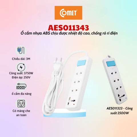  Ổ CẮM NỐI DÀI 3M CÓ CÔNG TẮC AC AES011343 