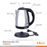  BÌNH ĐUN SIÊU TỐC 1,5L COMET CM8215 