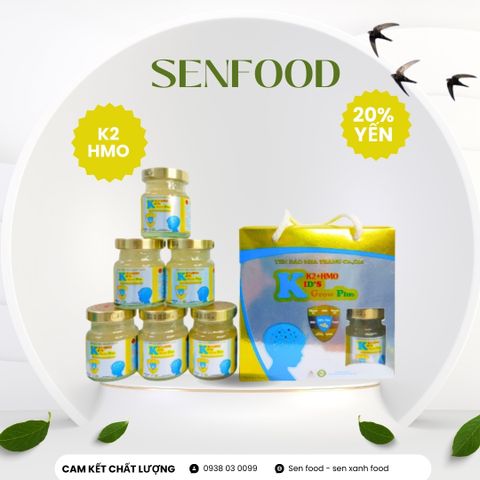  Hộp quà 6 hũ Yến sào trẻ em K2 HMO Kids Grow Plus 70ml 