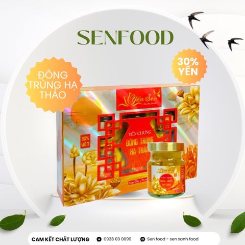  Hộp quà 6 hũ Yến Sen đông trùng hạ thảo 30% yến 70ml 