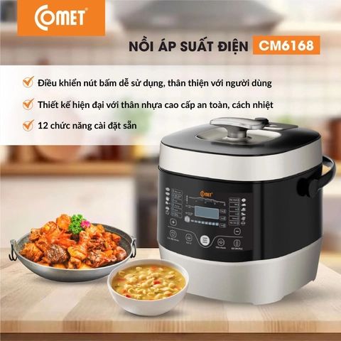  NỒI ÁP SUẤT ĐIỆN 6L COMET CM6168 
