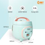  NỒI CƠM ĐIỆN NẮP GÀI 0.8L COMET CM8006 