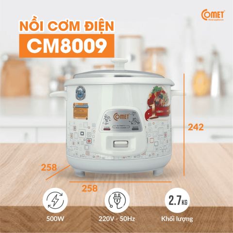  NỒI CƠM ĐIỆN NẮP RỜI 1.2L COMET CM8009 