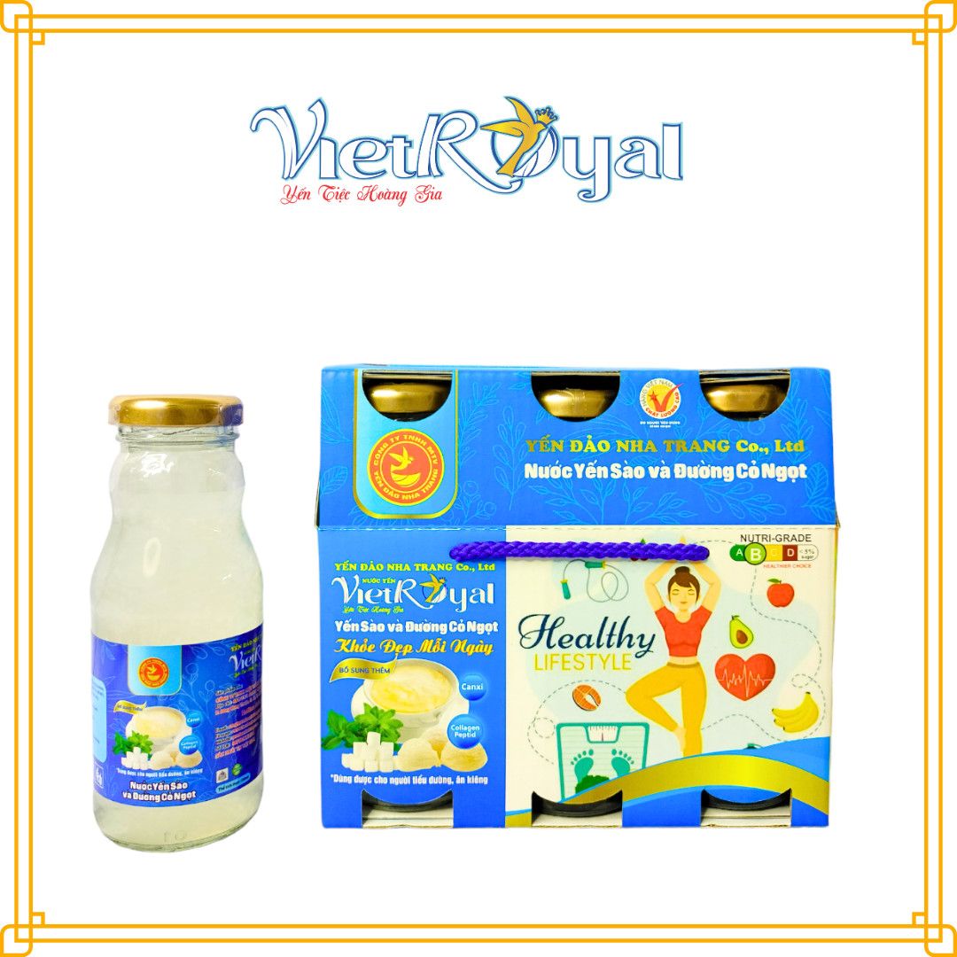  Lốc 6 chai Yến Sào Đường Cỏ Ngọt Viet Royal 180ml 