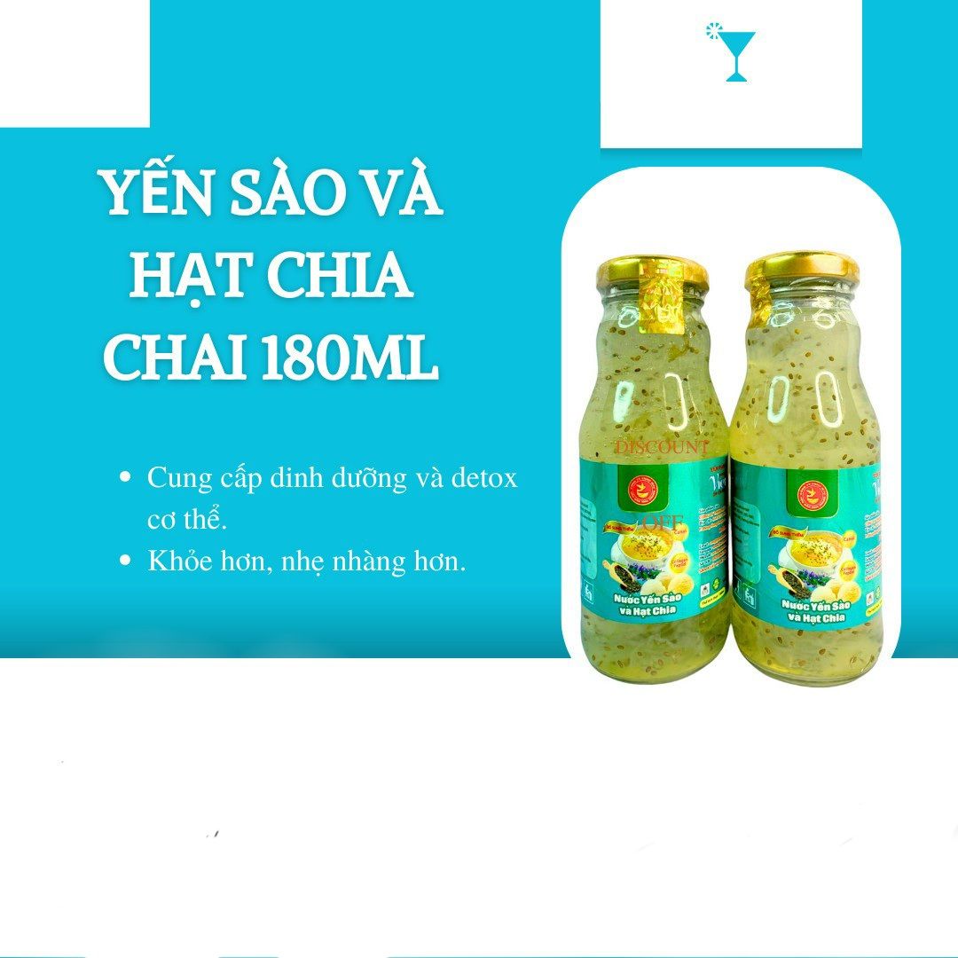  Lốc 6 chai Yến Sào và Hạt chia Viet Royal 180ml 