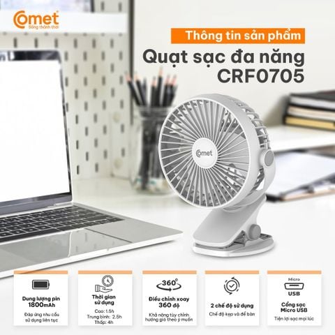  QUẠT SẠC MINI 5W COMET CRF0705 