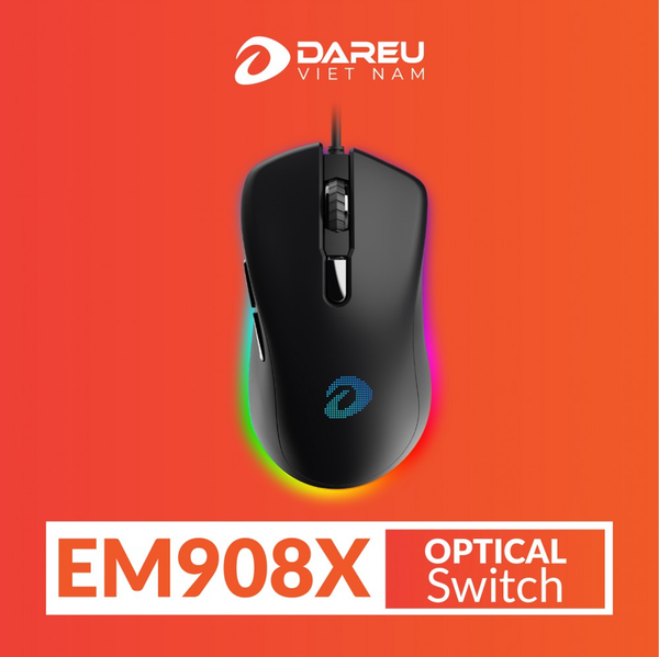 Chuột Gaming DAREU EM908X - OPTICAL sw (RGB, BRAVO sensor)