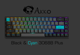  Bàn phím cơ AKKO 3068B Plus Black&Cyan (Bluetooth 5.0 / Wireless 2.4Ghz / Hotswap / Foam tiêu âm / AKKO CS Jelly Pink) 